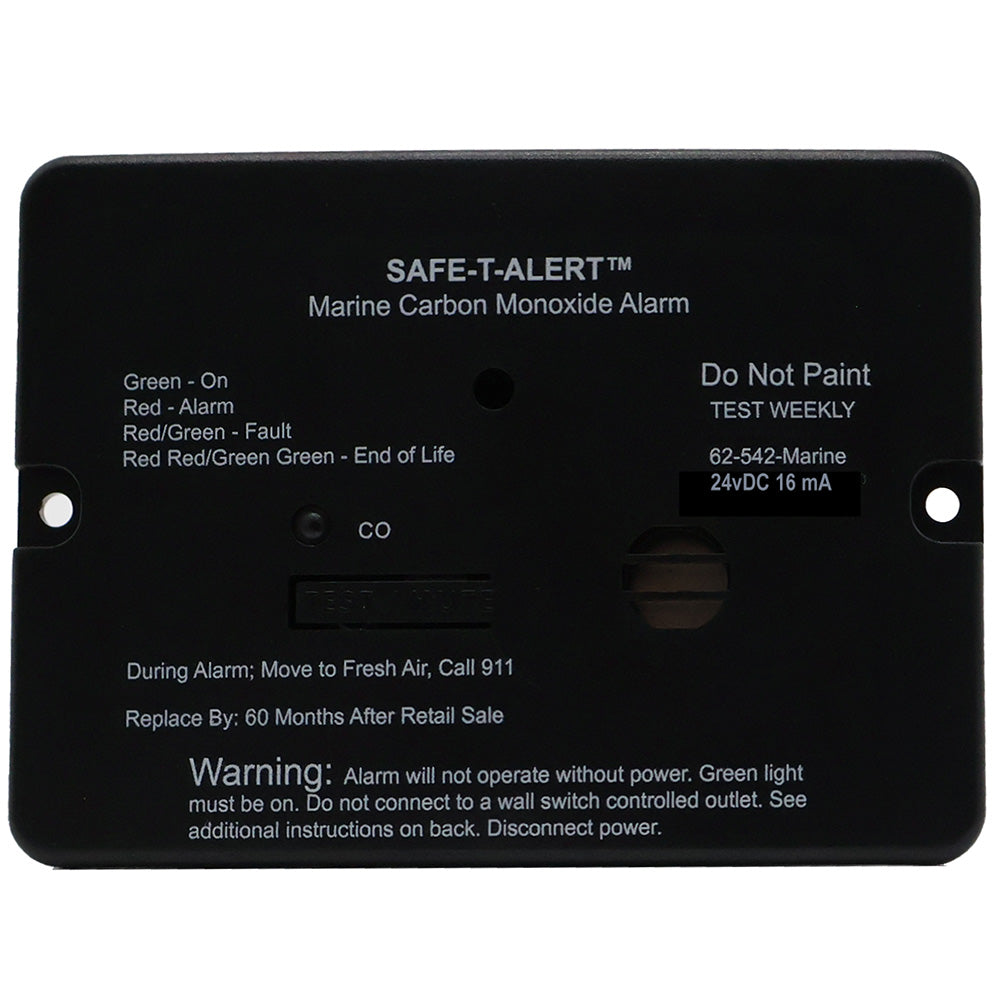 Safe-T-Alert 62 Series Marine Carbon Monoxide Alarm - 24V Flush Mount - Black
