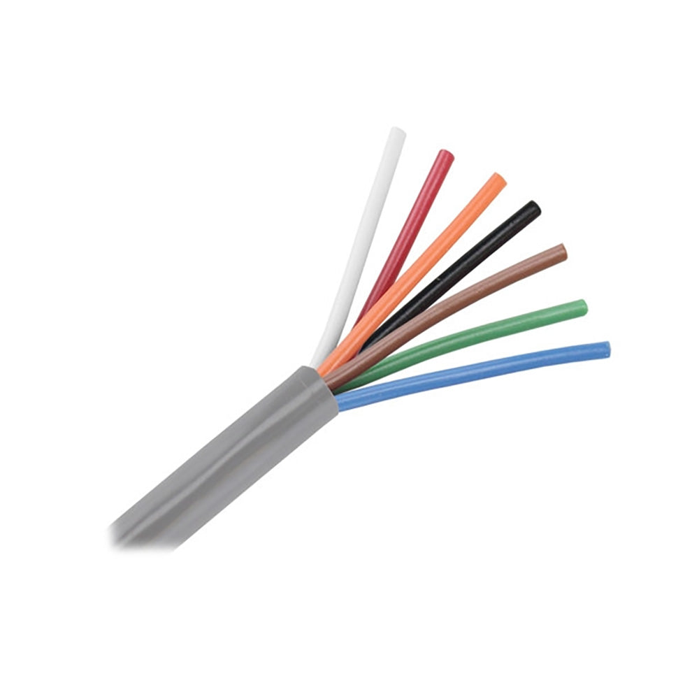 Pacer Unshielded 7 Conductor Cable - 100' - 18/7 AWG - White, Red, Orange, Black, Brown, Green, & Blue