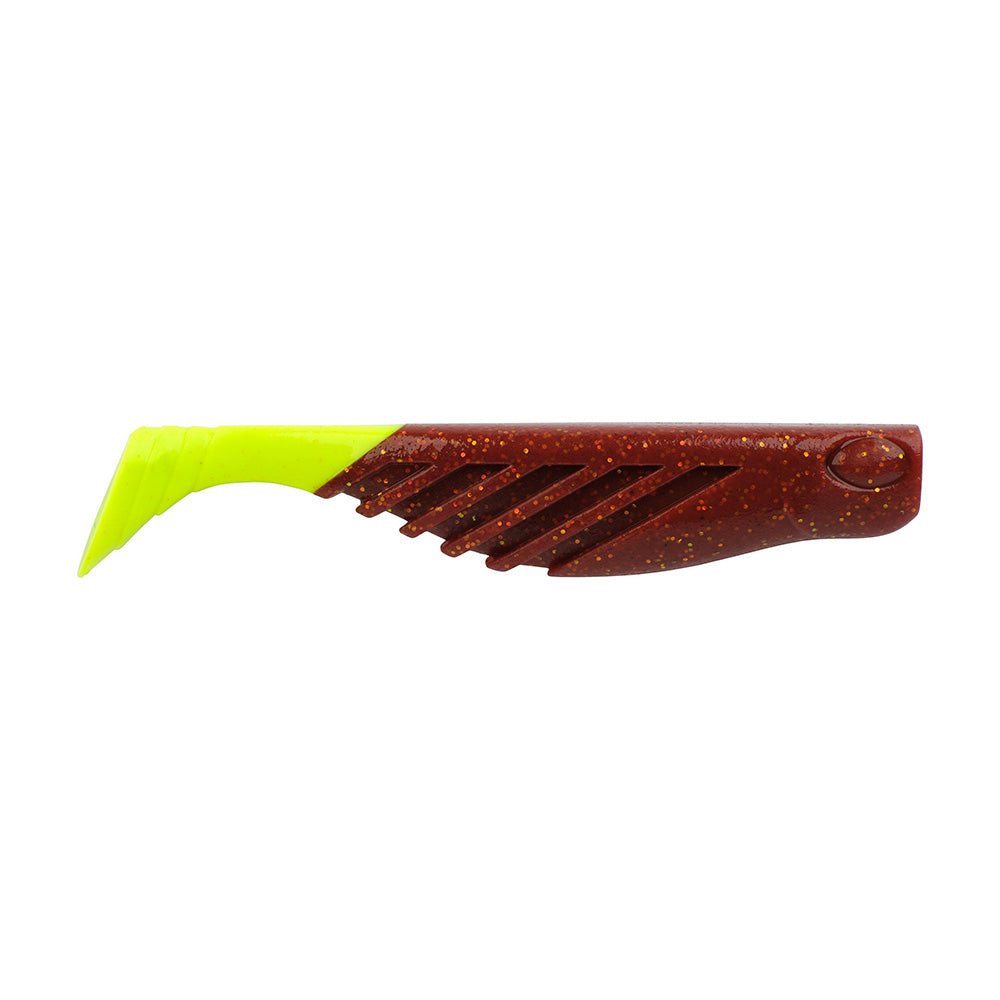Berkley Gulp!® Saltwater Ripple Mullet - 3" - Root Beer Gold/Chartreuse GSRM3-RBGC