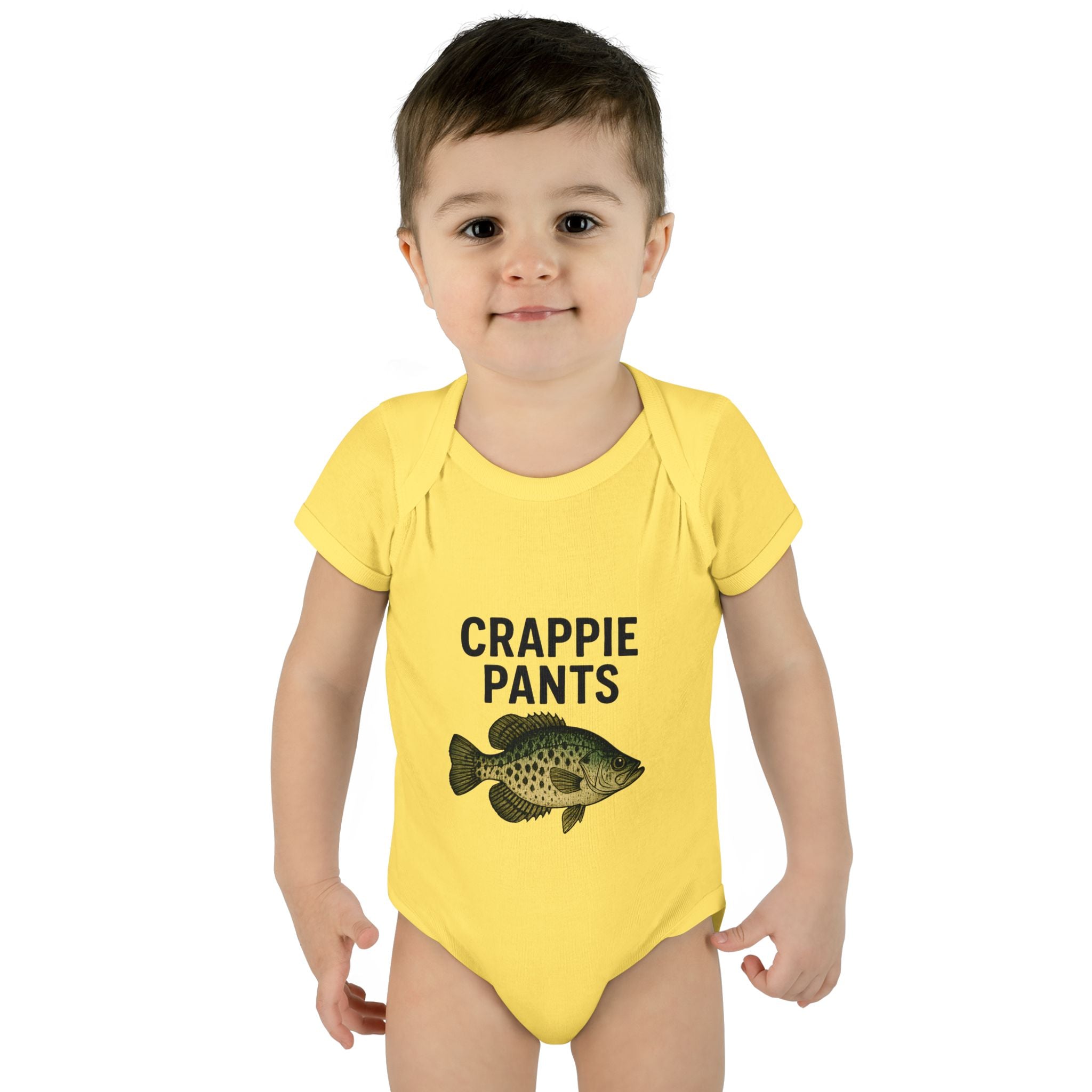 Keep Casting "Crappie Pants" Fish Graphic Baby Onesie