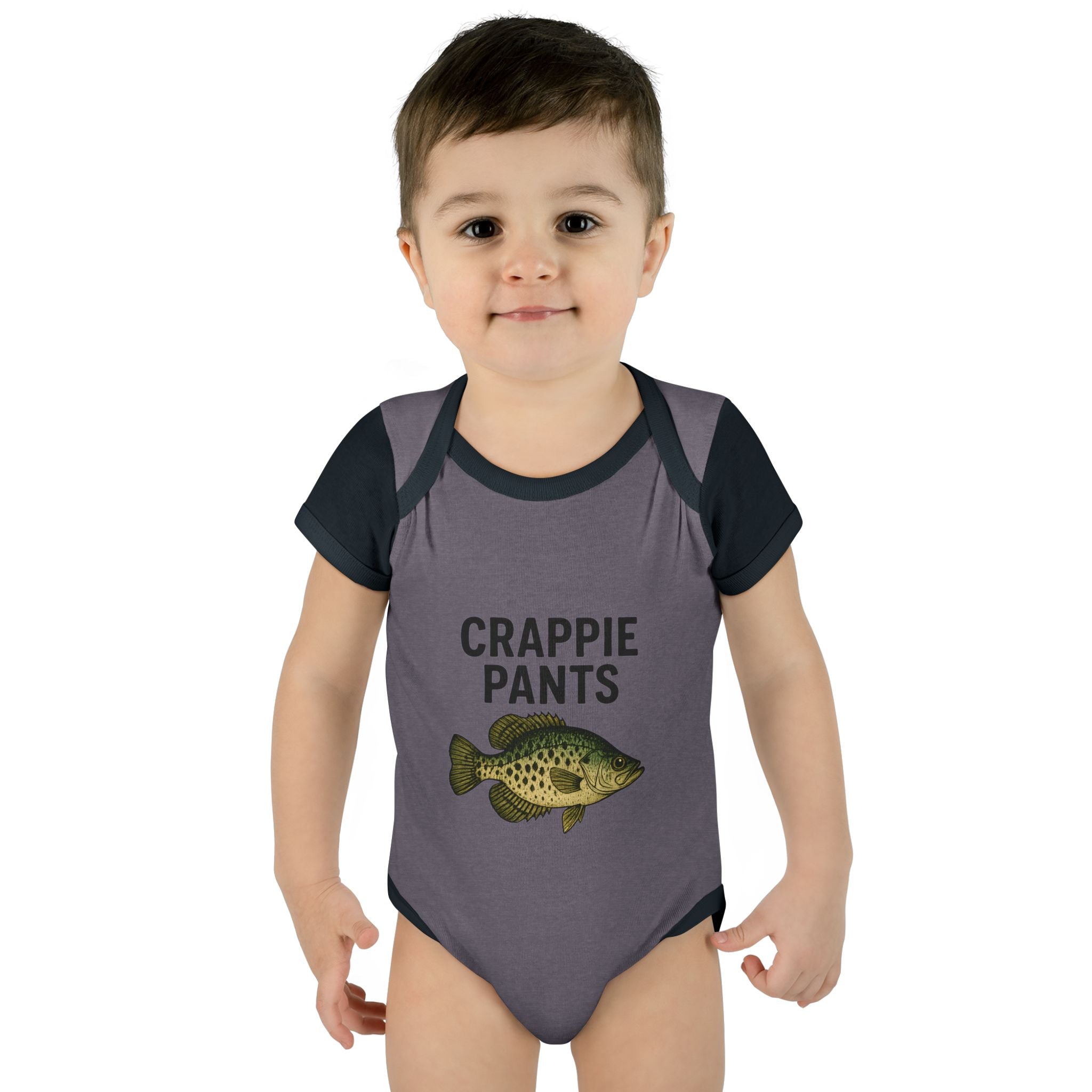 Keep Casting "Crappie Pants" Fish Graphic Baby Onesie