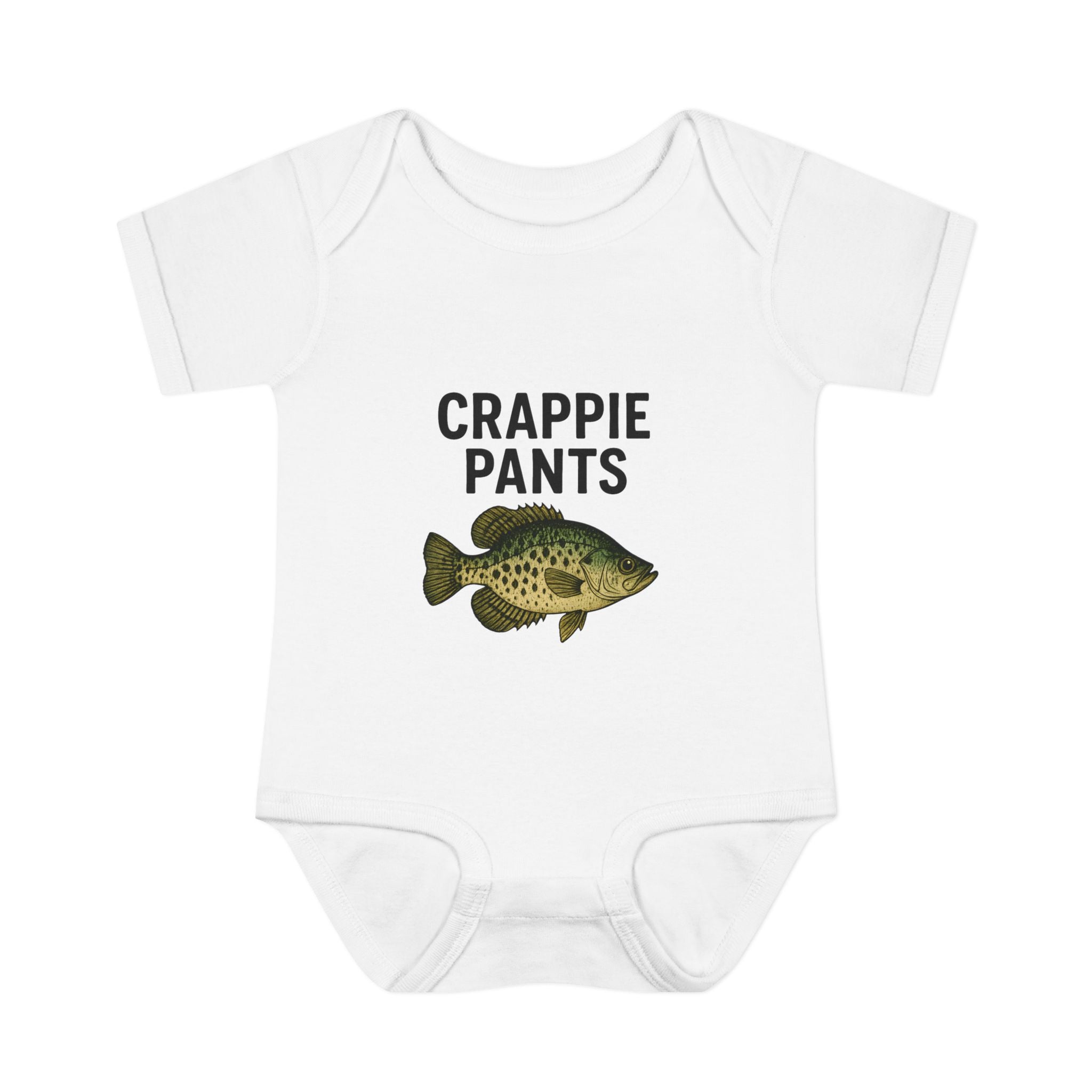 Keep Casting "Crappie Pants" Fish Graphic Baby Onesie
