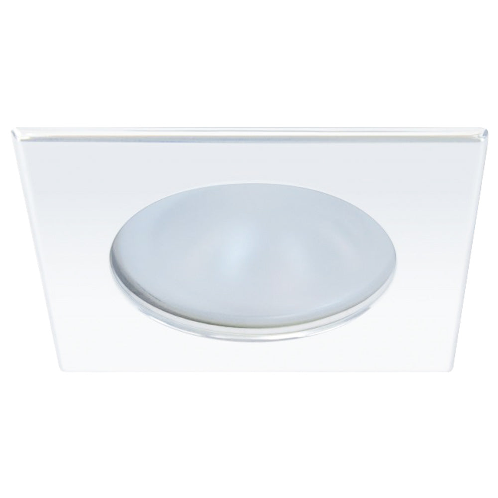 Quick Blake XP Downlight LED - 4W, IP66, Spring Mounted - Square White Bezel, Round Warm White Light