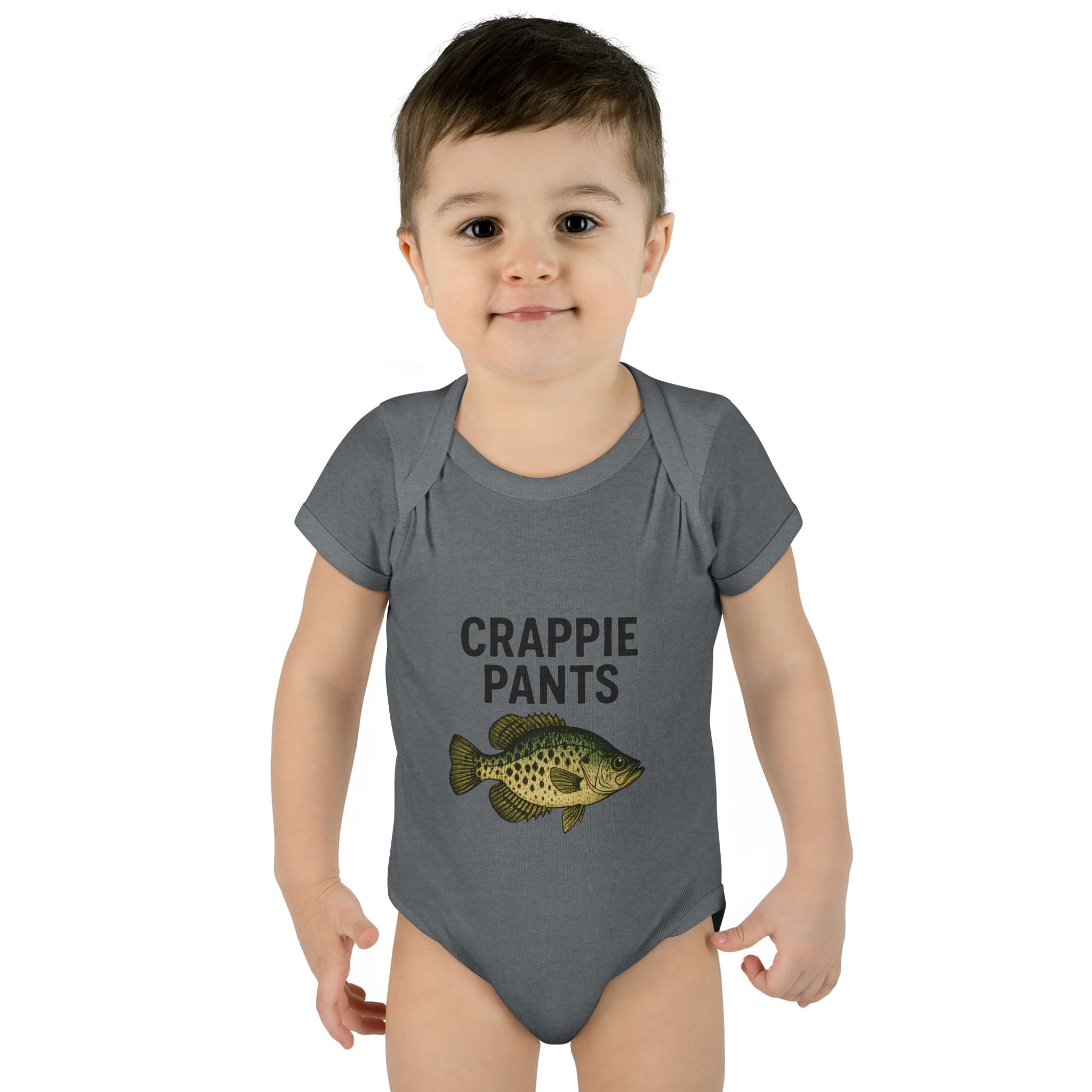 Keep Casting "Crappie Pants" Fish Graphic Baby Onesie