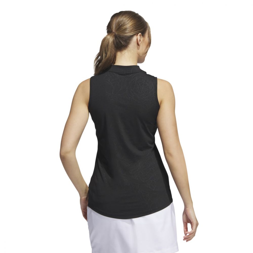 Adidas Women's Embossed Sleeveless Polo 2023 - Black