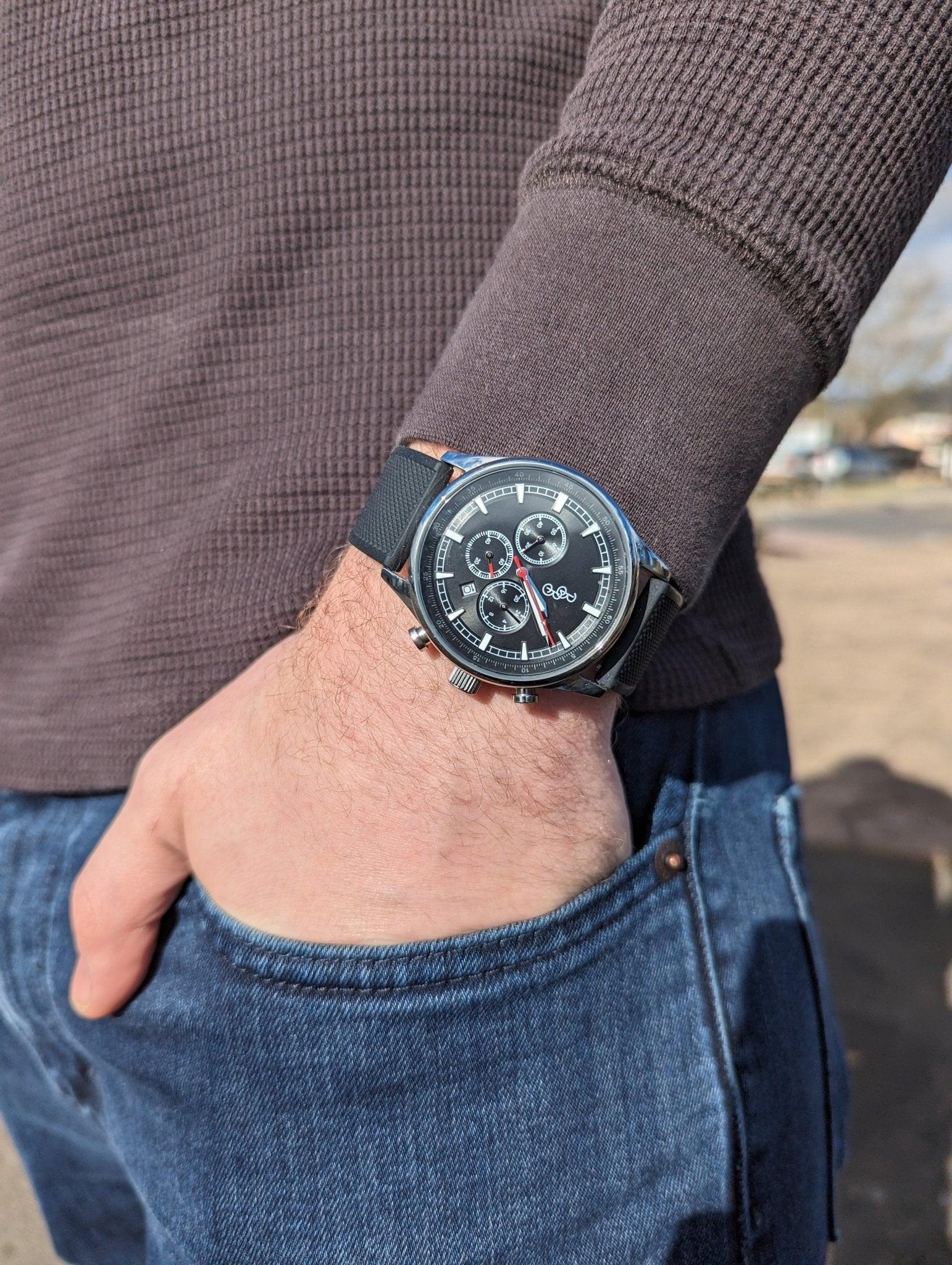 Black Sport Chronograph - Keep Casting Fishing & Outdoors