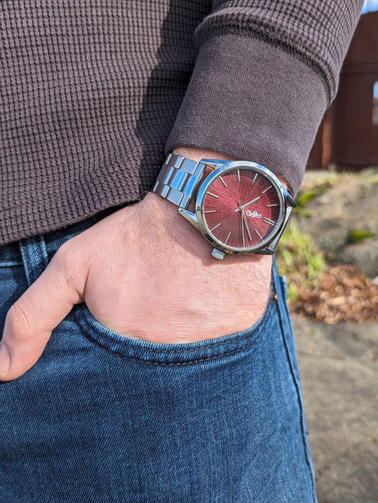 Burgundy Sunburst Watch - Keep Casting Fishing & Outdoors