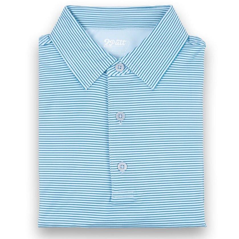 Light Blue Stripe Men's Polo - Keep Casting Fishing & Outdoors