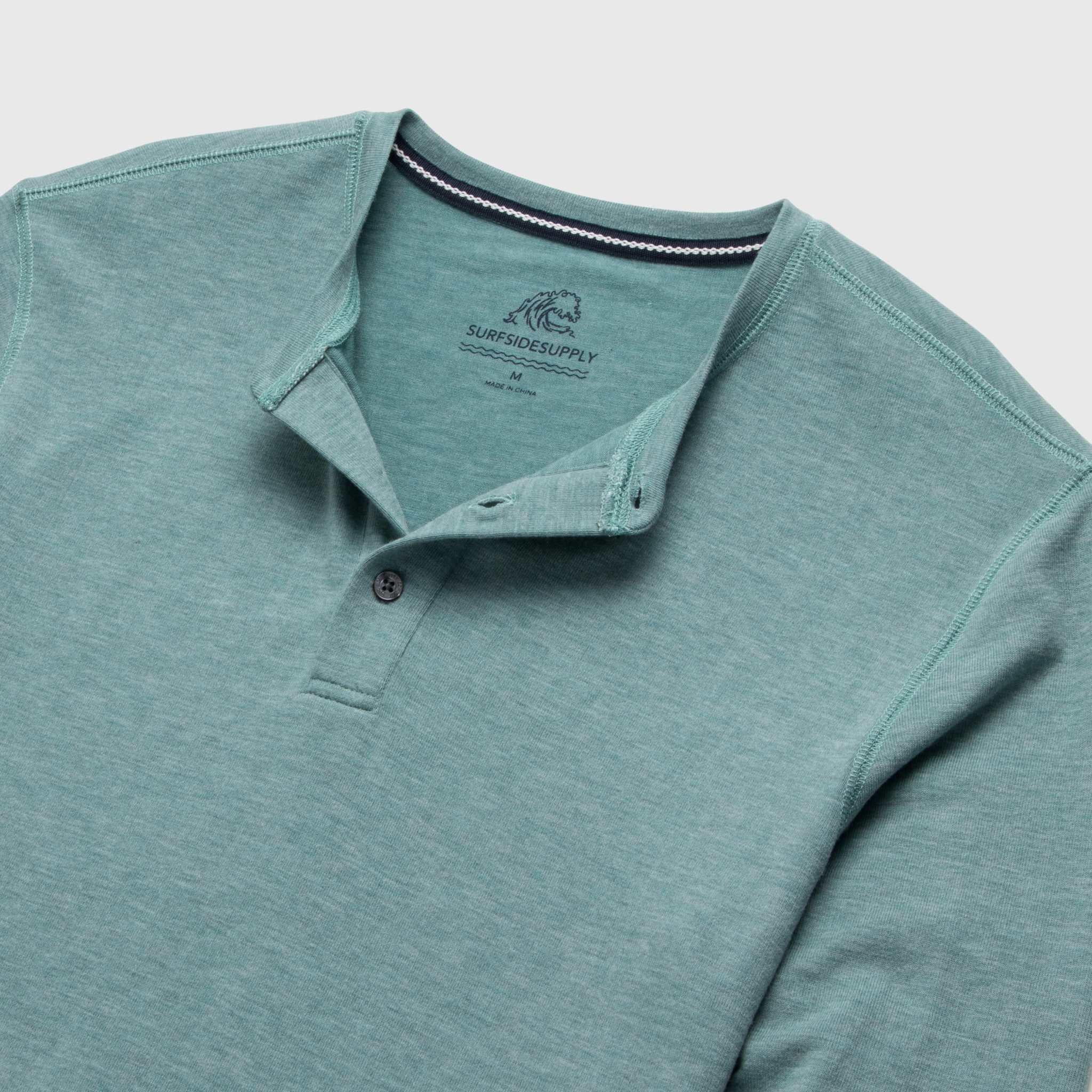 Sean Ultra Soft Classic Henley - Aqua Heather - Keep Casting Fishing & Outdoors