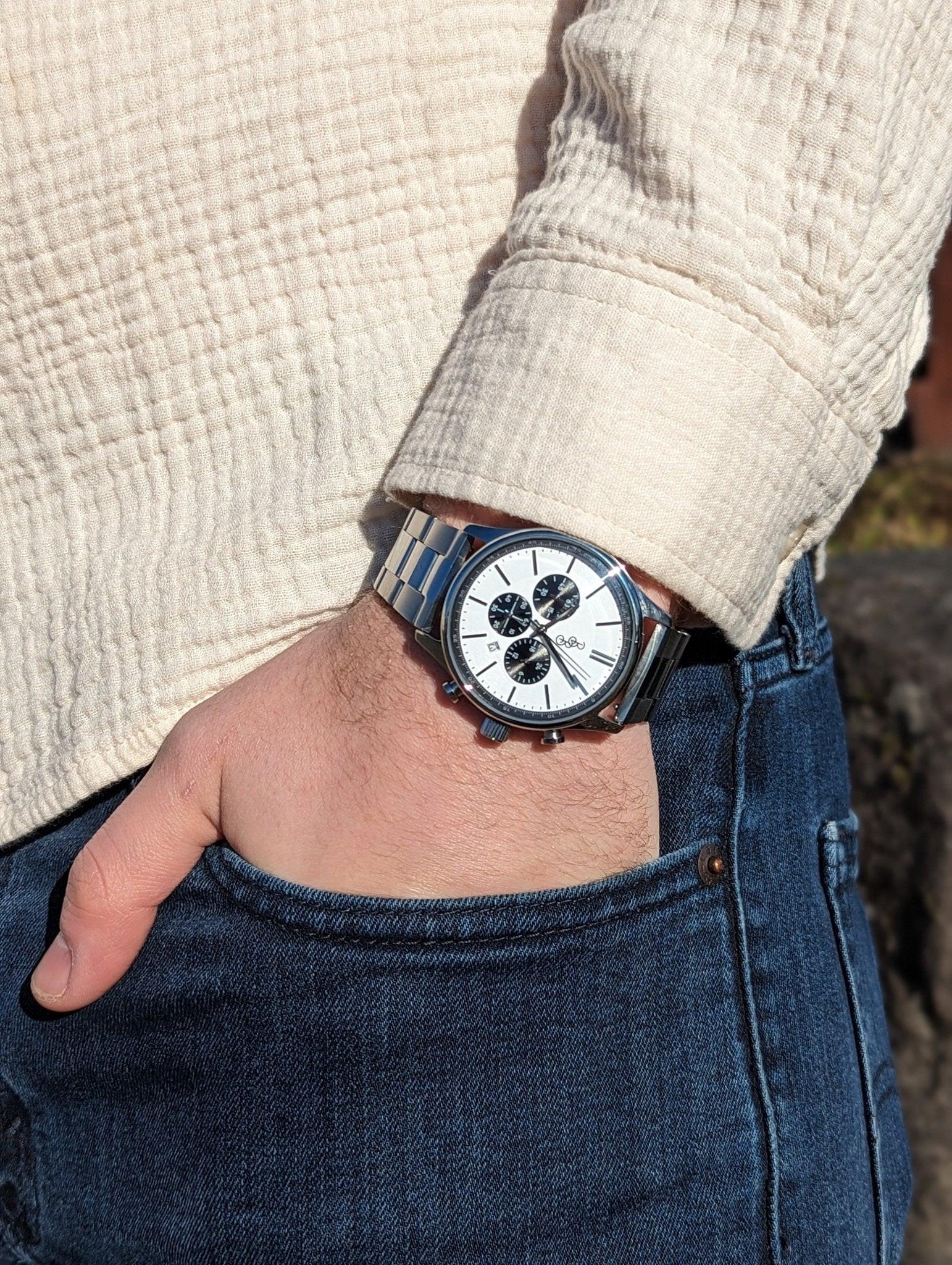 White and Black Chronograph - Keep Casting Fishing & Outdoors