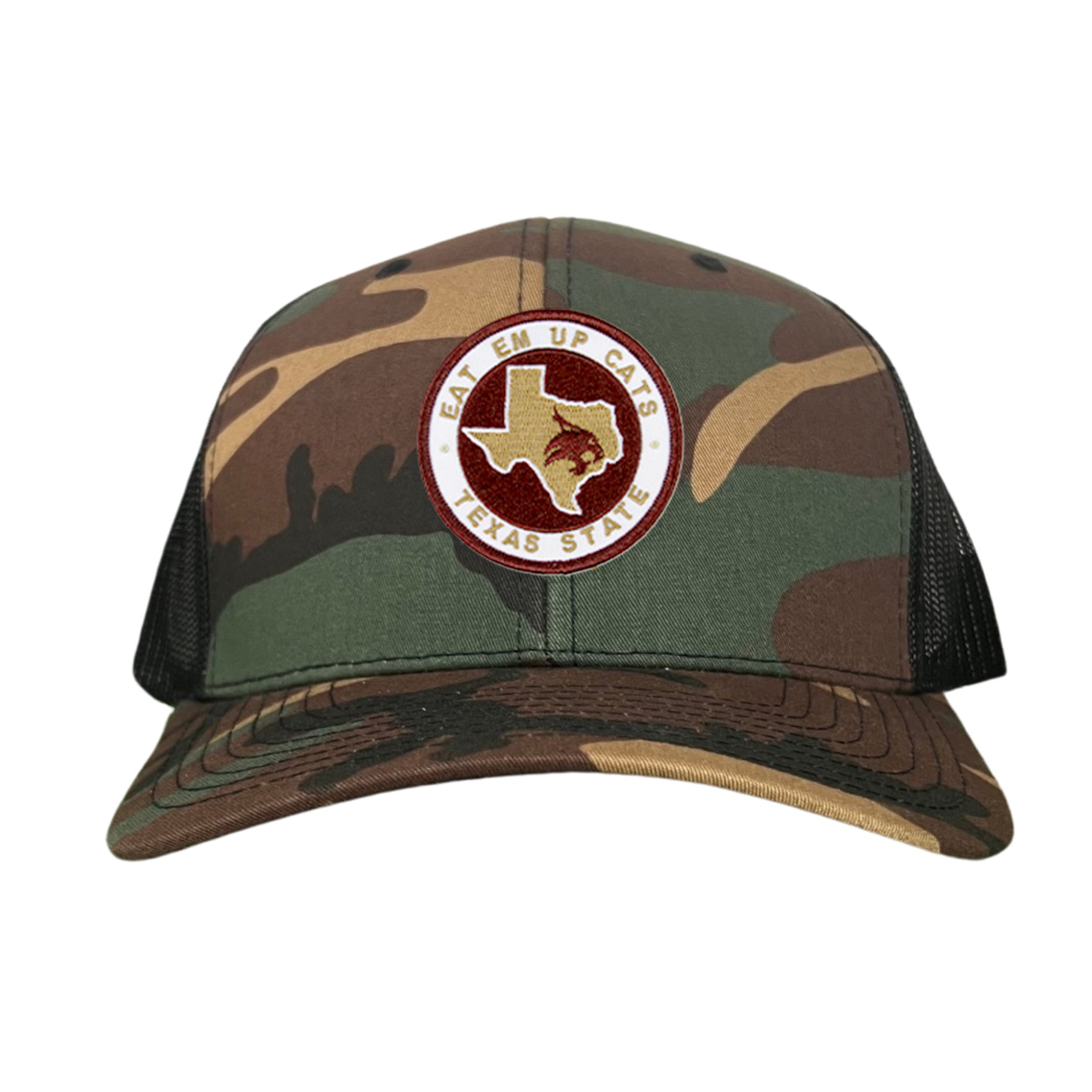 Texas State Eat Em Up Cats State of Texas Supercat Circle Patch / Hats / 097 / TXST018