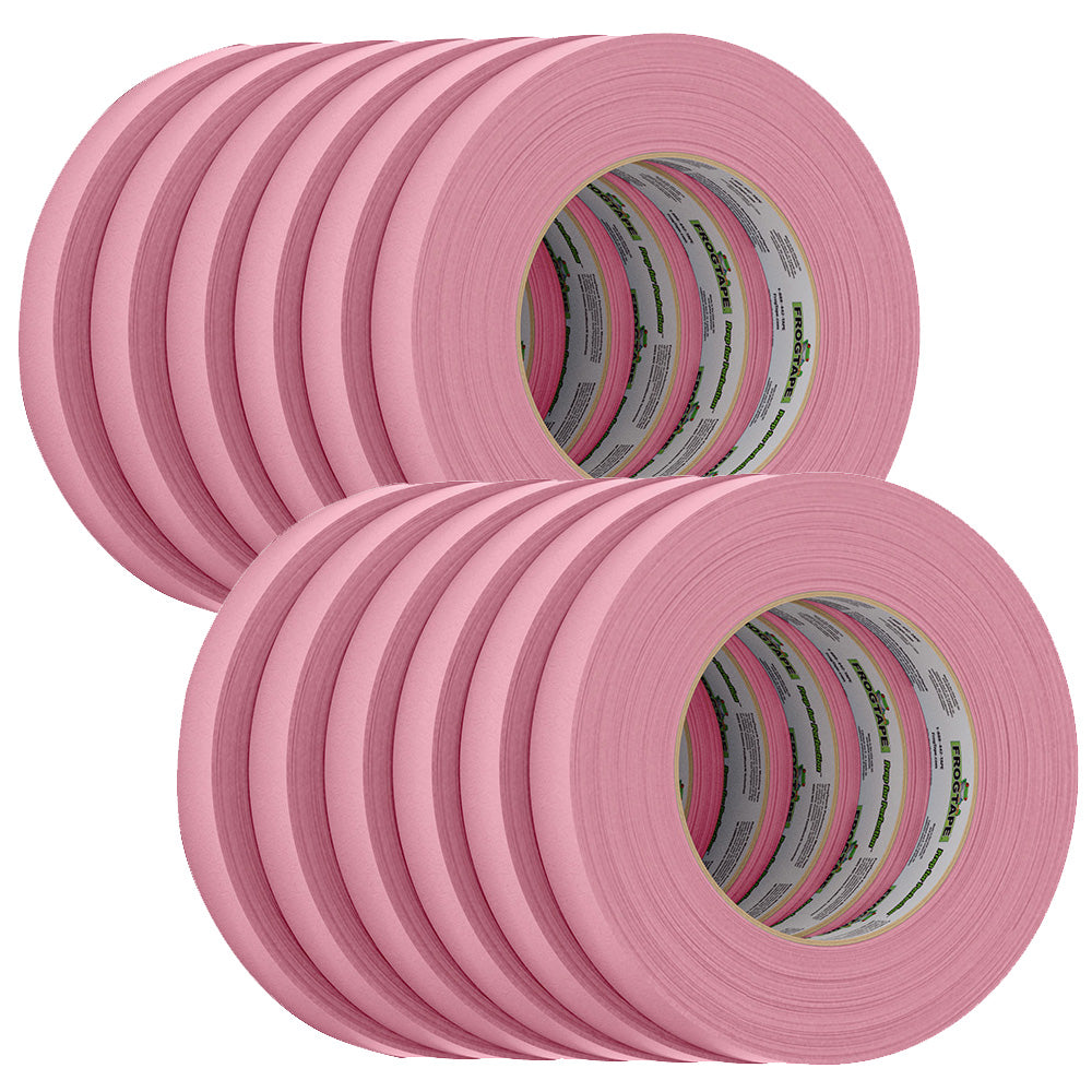 FrogTape CP 325 Medium-High Adhesion Masking Tape - 18MM x 55M x 12-Pack - Pink - Rated f/325&deg;F