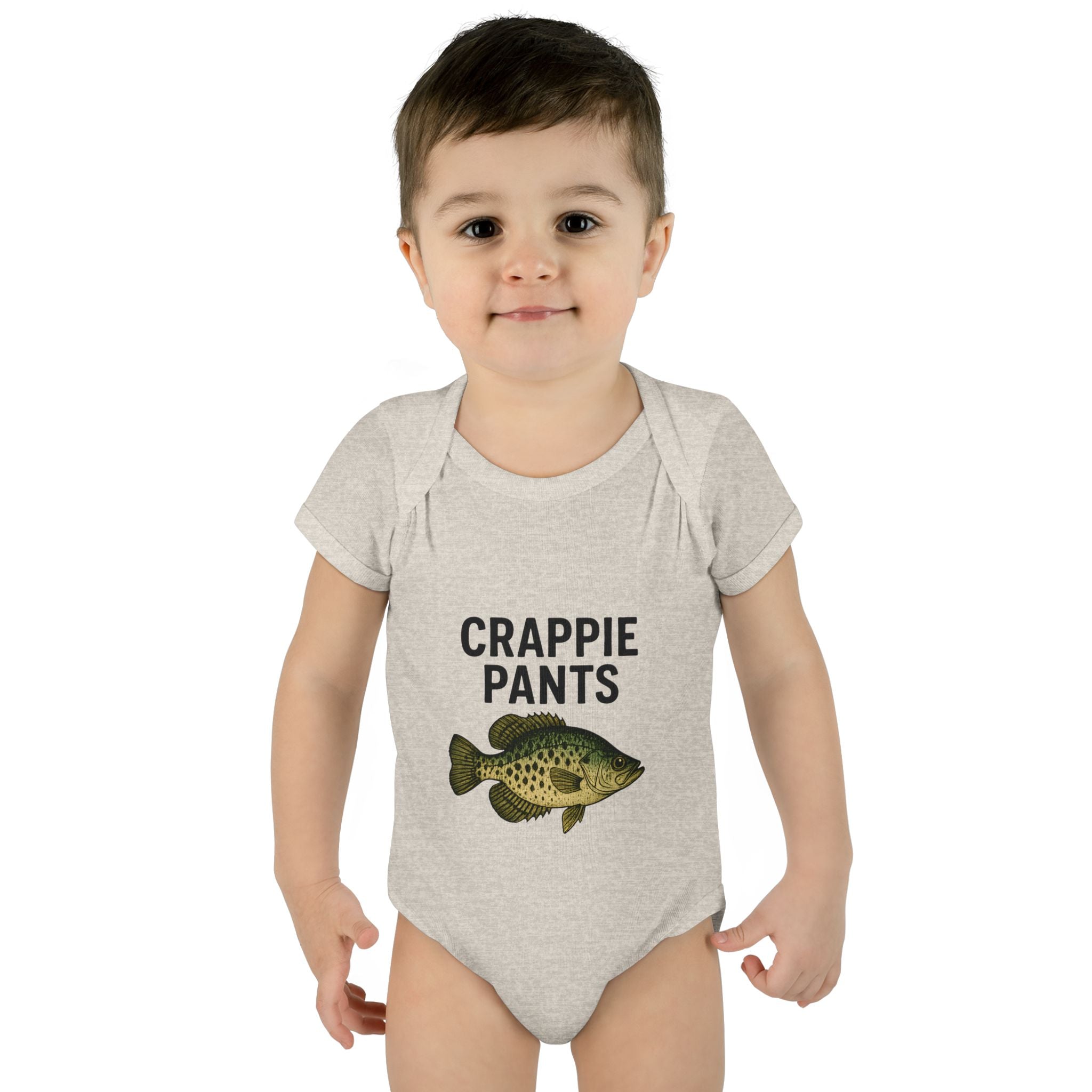 Keep Casting "Crappie Pants" Fish Graphic Baby Onesie