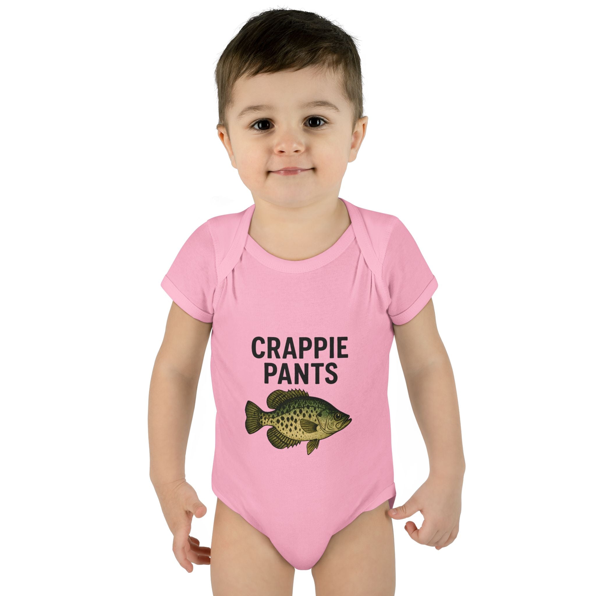 Keep Casting "Crappie Pants" Fish Graphic Baby Onesie