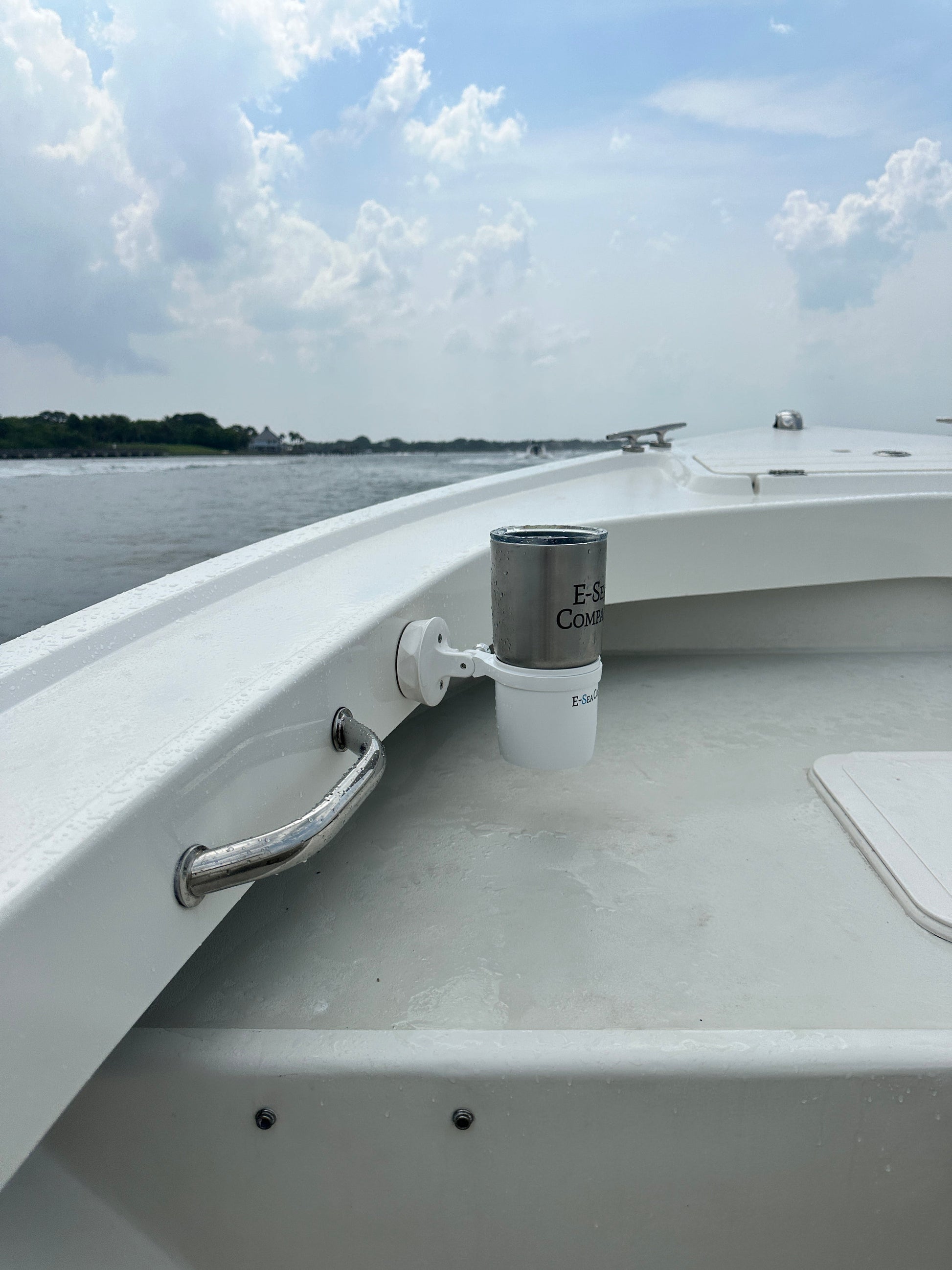 E-Sea Cup Adjustable-Suction Mounted Adjustable Angle Cup Holder-White - Keep Casting Fishing & Outdoors