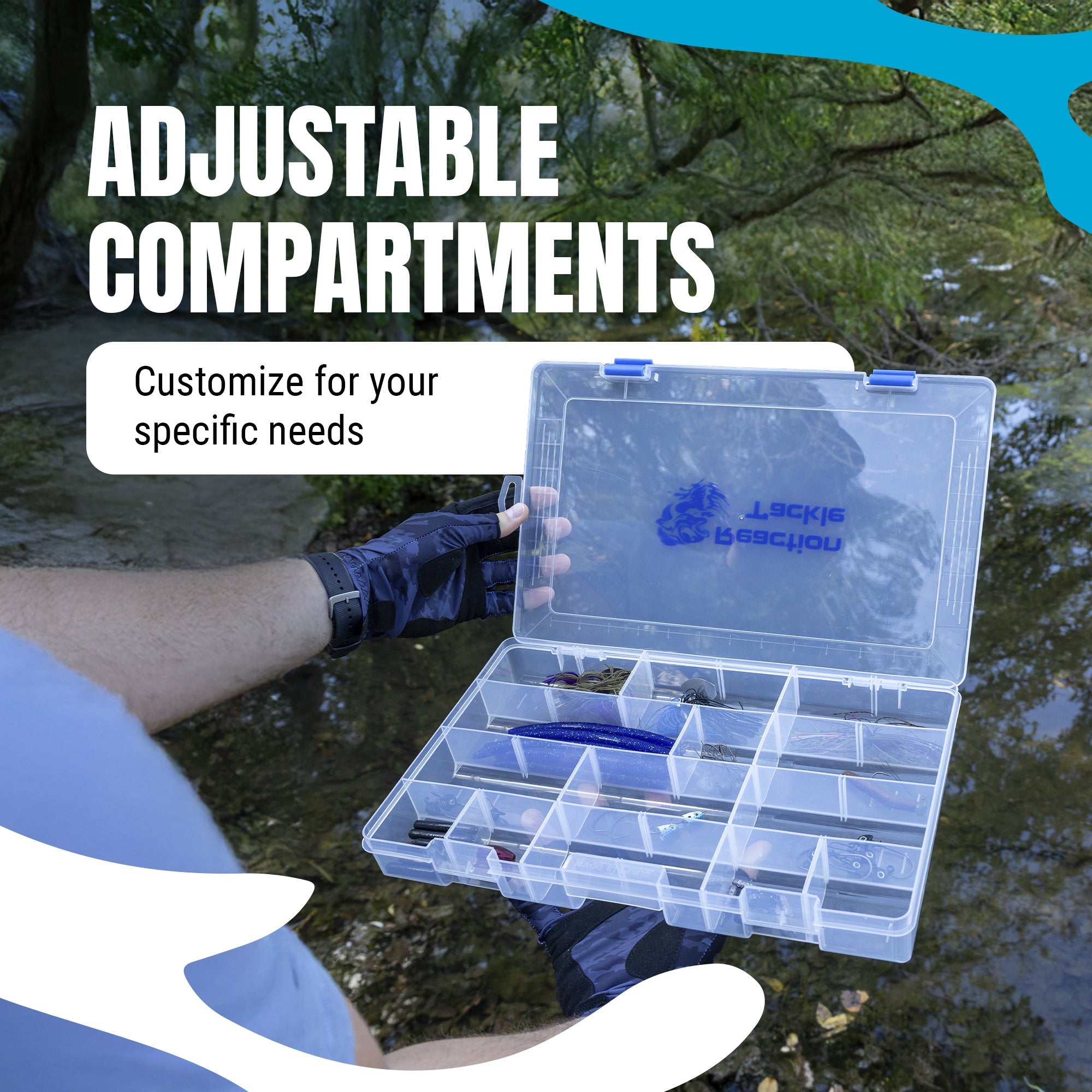 Reaction Tackle Basic Tackle Tray- Affordable, Lightweight Design with 2 Secure Clips - Keep Casting Fishing & Outdoors