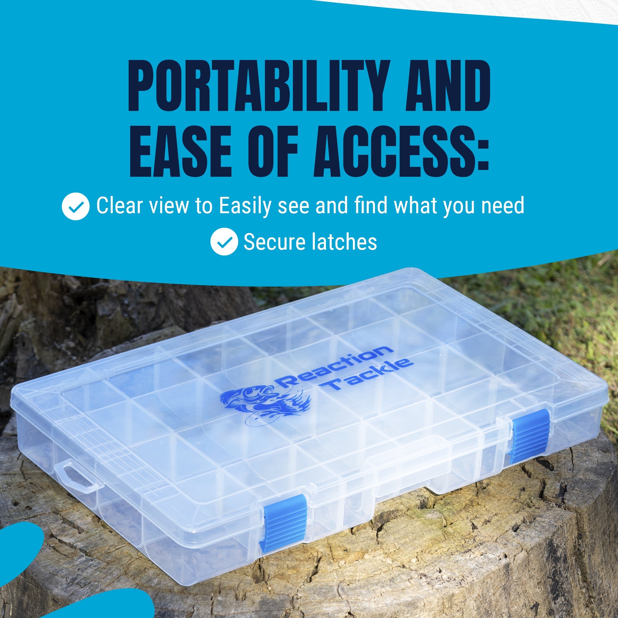 Reaction Tackle Basic Tackle Tray- Affordable, Lightweight Design with 2 Secure Clips - Keep Casting Fishing & Outdoors