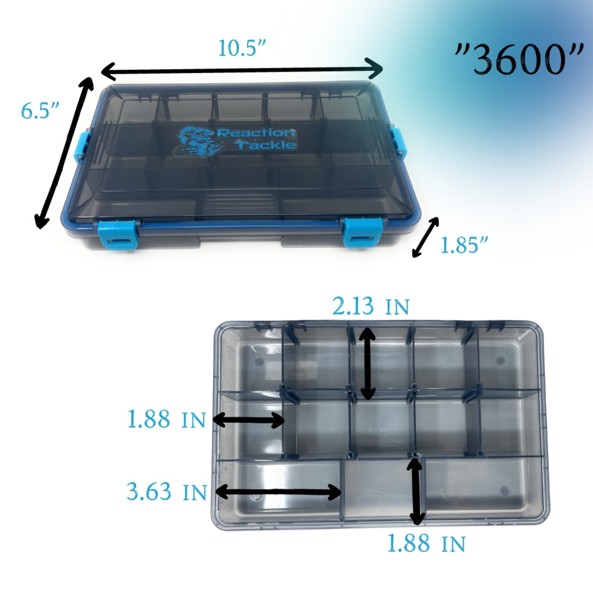 Reaction Tackle Standard Tackle Tray- Sturdy and Waterproof with 4 Reliable Clips - Keep Casting Fishing & Outdoors