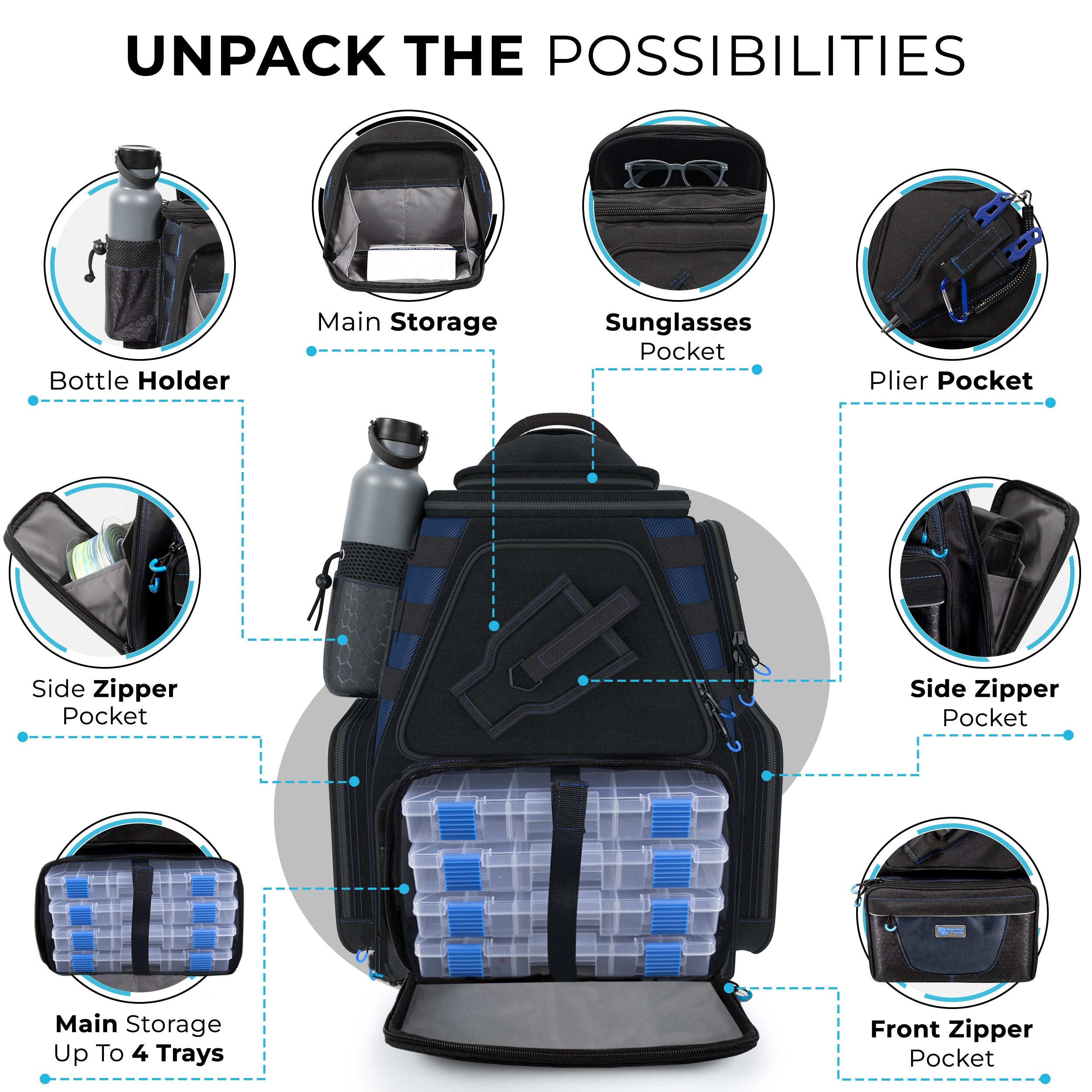 Reaction Tackle Fishing Tackle Backpack- Trays included - Keep Casting Fishing & Outdoors