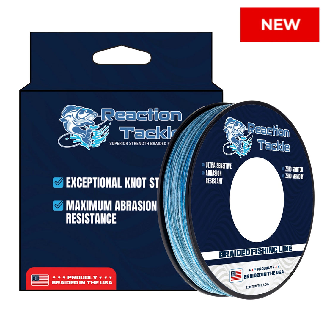 Reaction Tackle BRAIDED IN THE USA Fishing Line- 4X- NEW - Keep Casting Fishing & Outdoors