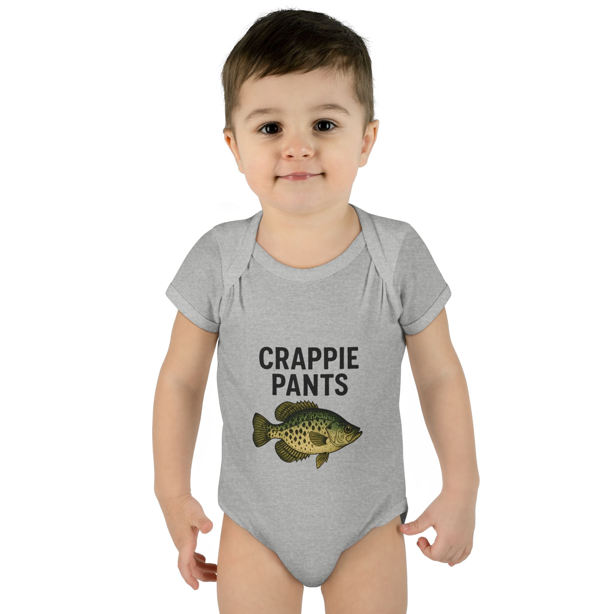 Keep Casting "Crappie Pants" Fish Graphic Baby Onesie