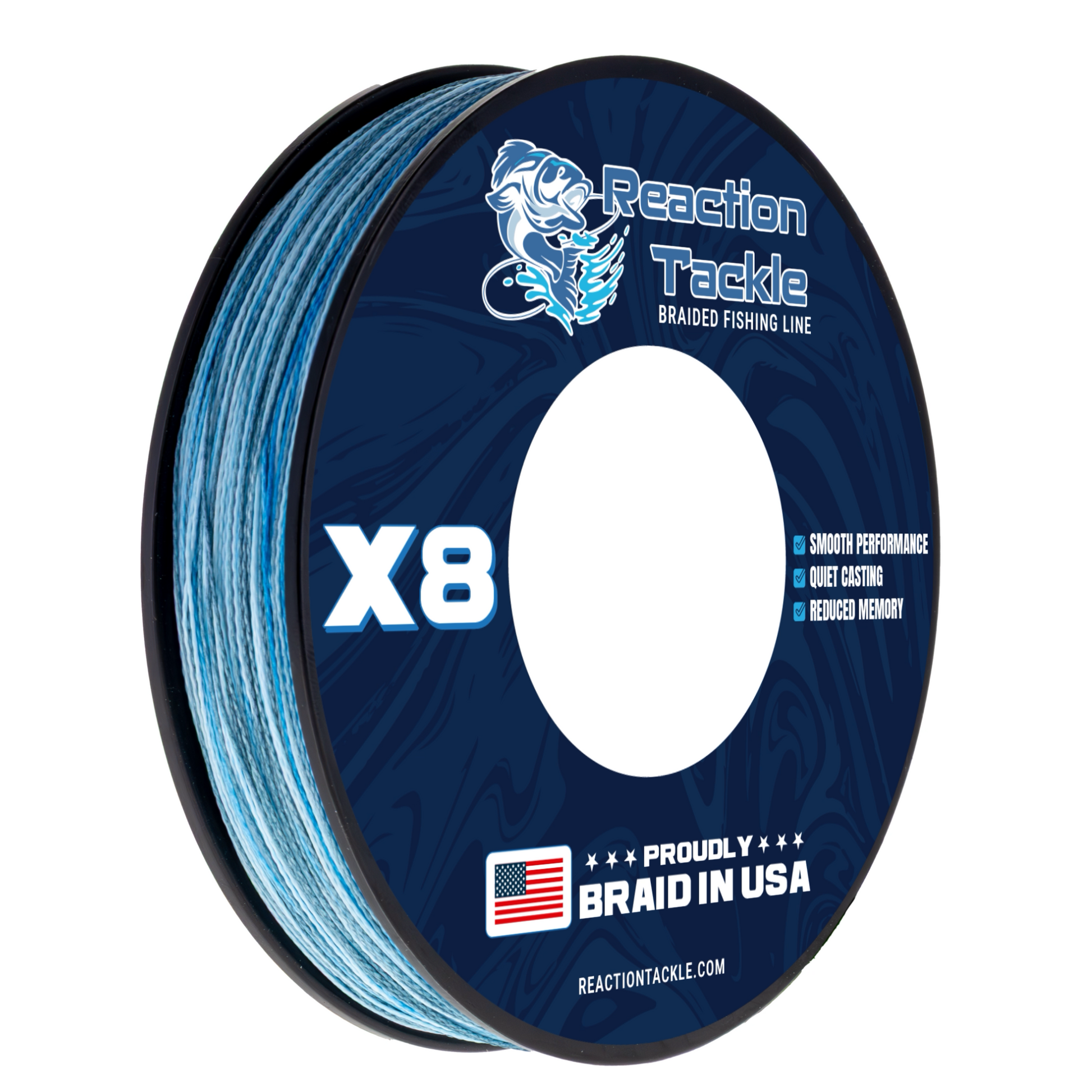 Reaction Tackle BRAIDED IN THE USA Fishing Line- 8X- NEW - Keep Casting Fishing & Outdoors