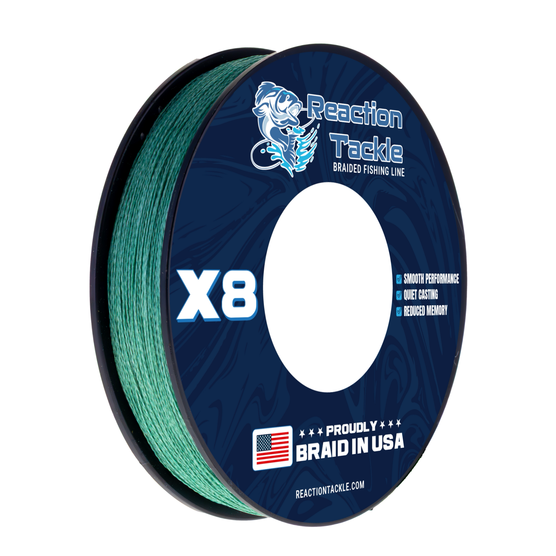 Reaction Tackle BRAIDED IN THE USA Fishing Line- 8X- NEW - Keep Casting Fishing & Outdoors