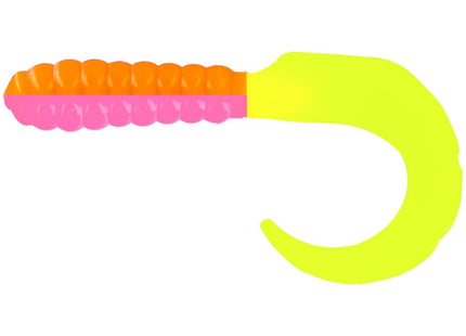 Big Bite Curl Tail Grub 2in 10ct Orange/Pink/Chartreuse