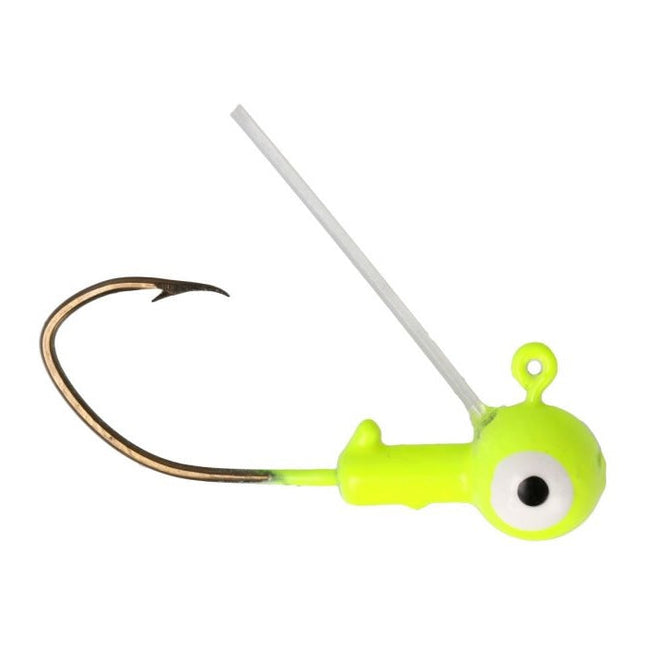 Eagle Claw Pro-V Weedless Ball Jig Head 1/32 6ct Chartreuse