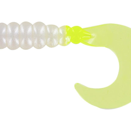 Big Bite Fat Grub 2in 10ct Pearl/Chartreuse