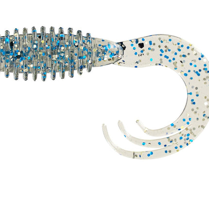 Big Bite Ring Triple Grub 2in 10ct Blue Glitter