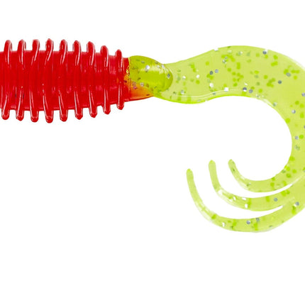 Big Bite Ring Triple Grub 2in 10ct Red/Chartreuse