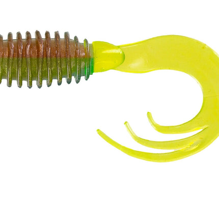 Big Bite Ring Triple Grub 2in 10ct Pumpkin/Chartreuse
