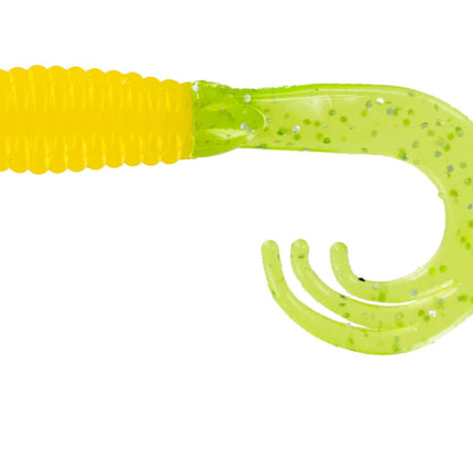 Big Bite Triple Tip Grub 2in 10ct Yellow Chartreuse Shiner