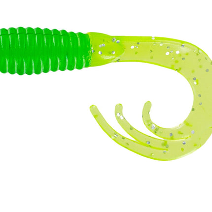 Big Bite Triple Tip Grub 2in 10ct Green/Chartreuse Silver