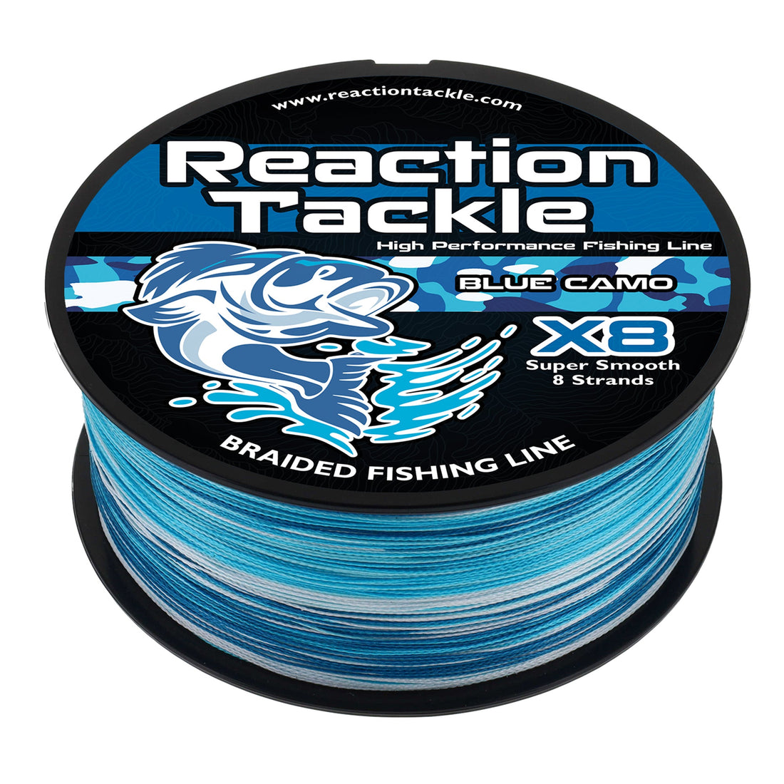 Reaction Tackle X8 Braided Fishing Line - Blue Camo 8 Strand - Keep Casting Fishing & Outdoors