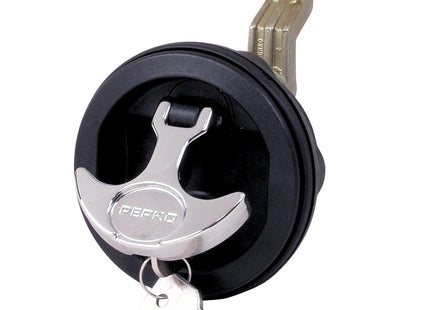 Perko Surface Mount & Latch -  Black Body, Chrome Handle, Offset Cam Bar, 3/4" - 2-3/8"