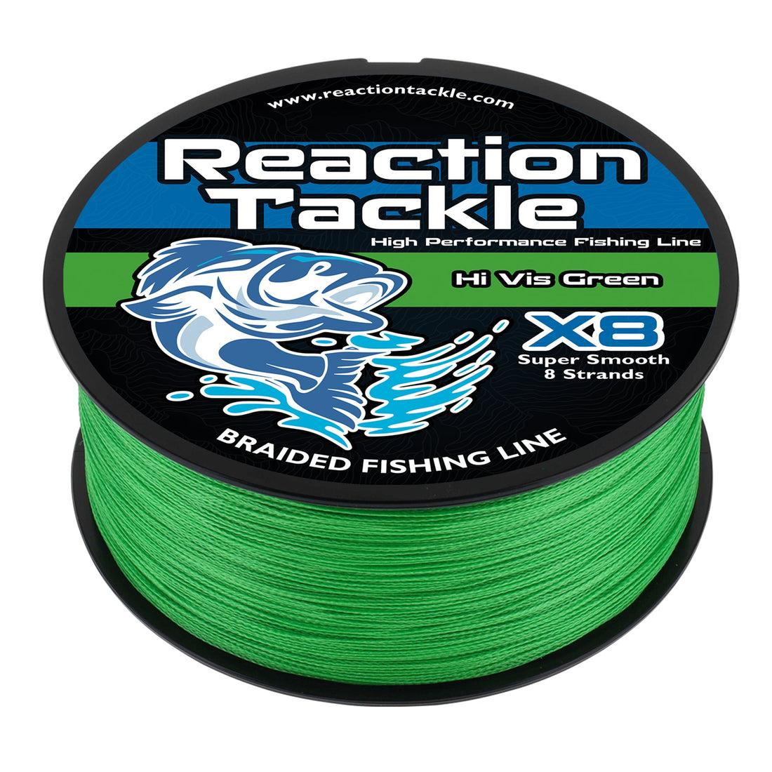 Reaction Tackle X8 Braided Fishing Line - Hi Vis Green 8 Strand - Keep Casting Fishing & Outdoors