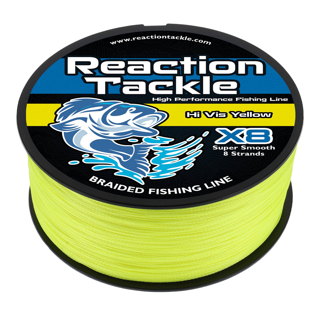 Reaction Tackle X8 Braided Fishing Line - Hi Vis Yellow 8 Strand - Keep Casting Fishing & Outdoors