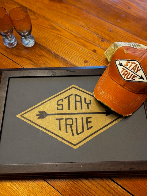 STAY TRUE Distressed Tan Mesh Snapback Baseball Cap