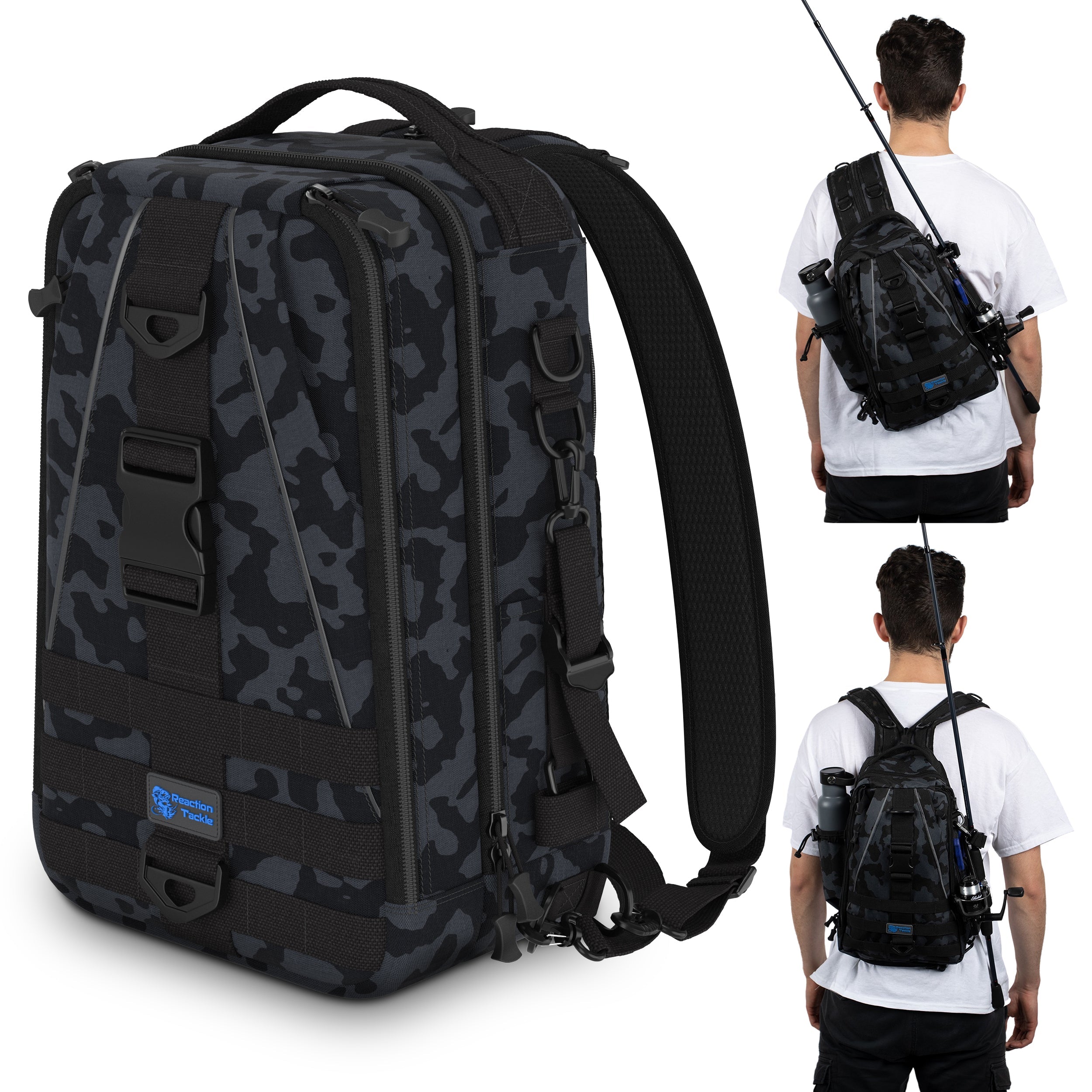 Reaction Tackle Fishing Tackle 2-in-1 Sling Bag/Backpack- 3 Sizes - Keep Casting Fishing & Outdoors