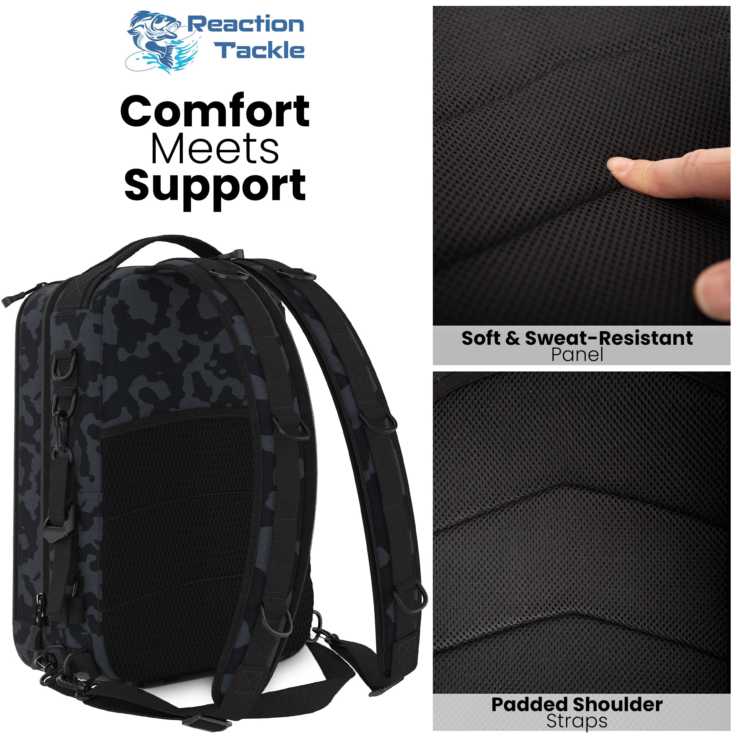 Reaction Tackle Fishing Tackle 2-in-1 Sling Bag/Backpack- 3 Sizes - Keep Casting Fishing & Outdoors
