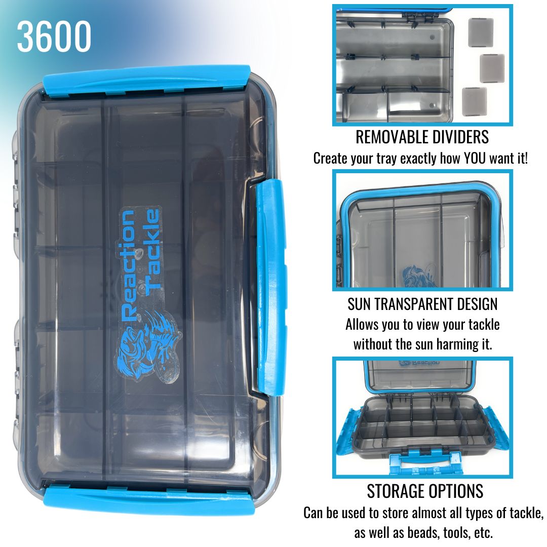 Reaction Tackle Premium Tackle Tray- High Performance and Waterproof with 3 Resilient Clips - Keep Casting Fishing & Outdoors