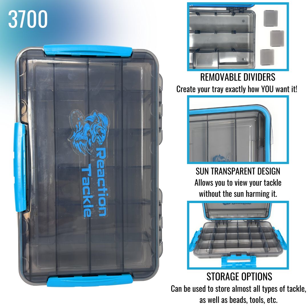 Reaction Tackle Premium Tackle Tray- High Performance and Waterproof with 3 Resilient Clips - Keep Casting Fishing & Outdoors