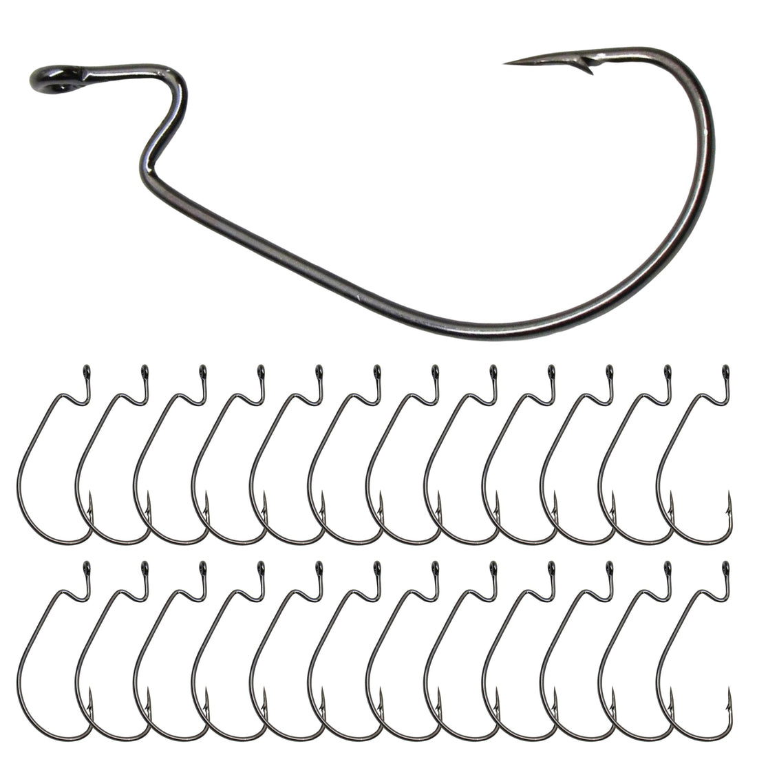 Reaction Tackle Offset EWG Worm Hooks (25-Pack) - Keep Casting Fishing & Outdoors