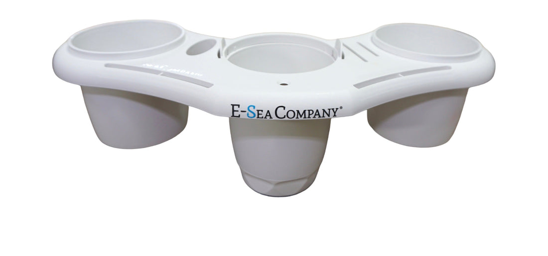 E-Sea Caddy Pro- Multi Cup Suction Mounted Drink Holder-White - Keep Casting Fishing & Outdoors