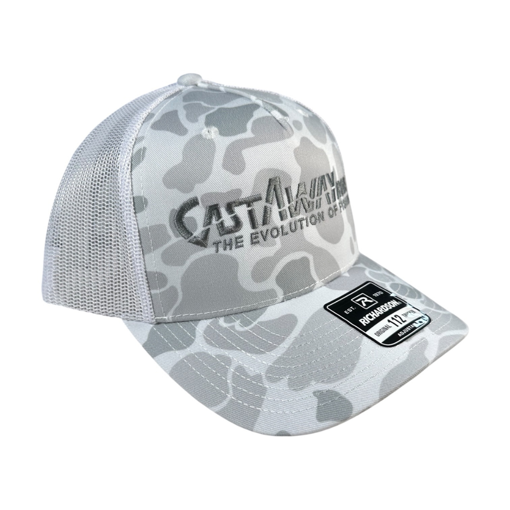 CastAway Trucker Hat - Blizzard Duck Camo/White - Keep Casting Fishing & Outdoors