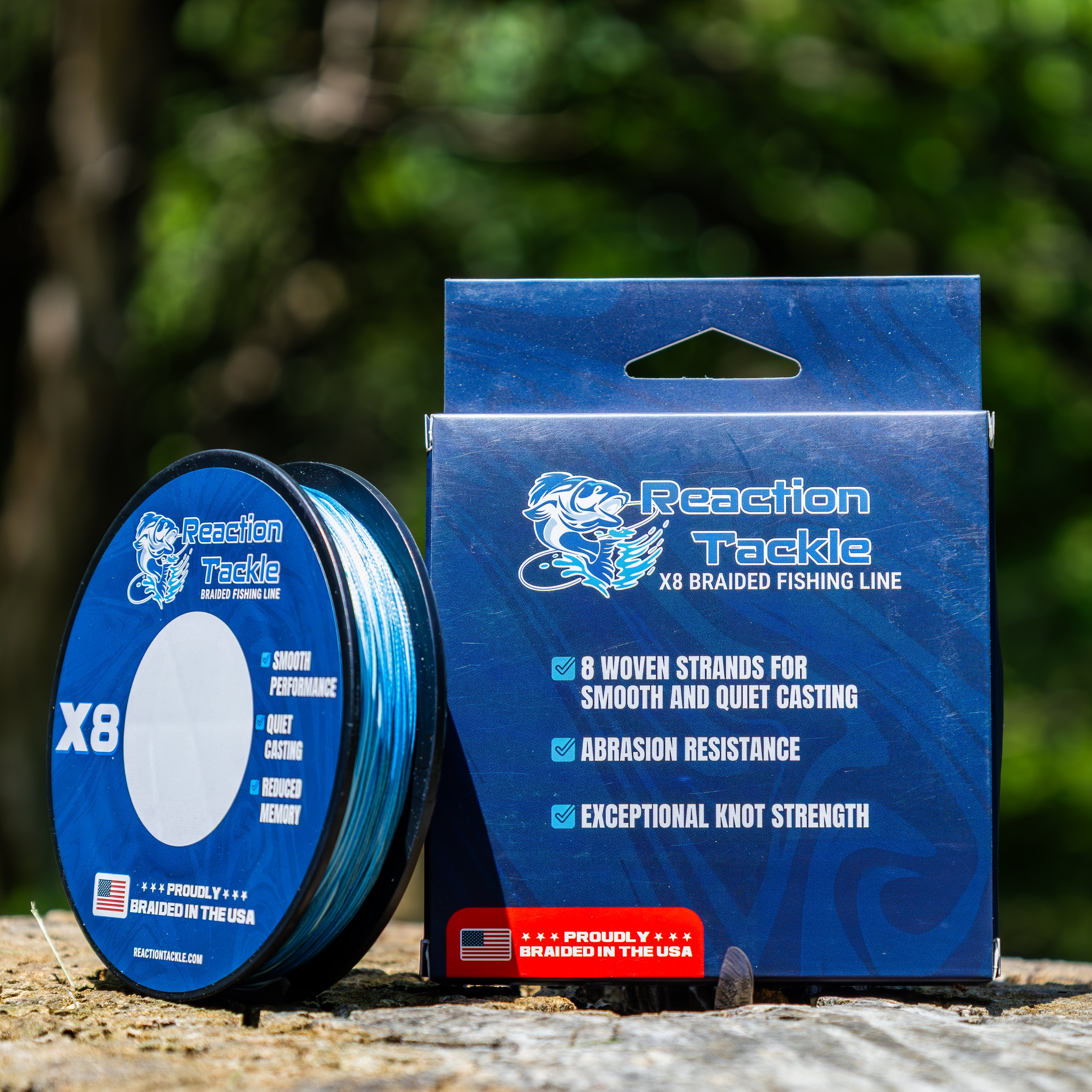 Reaction Tackle BRAIDED IN THE USA Fishing Line- 8X- NEW - Keep Casting Fishing & Outdoors