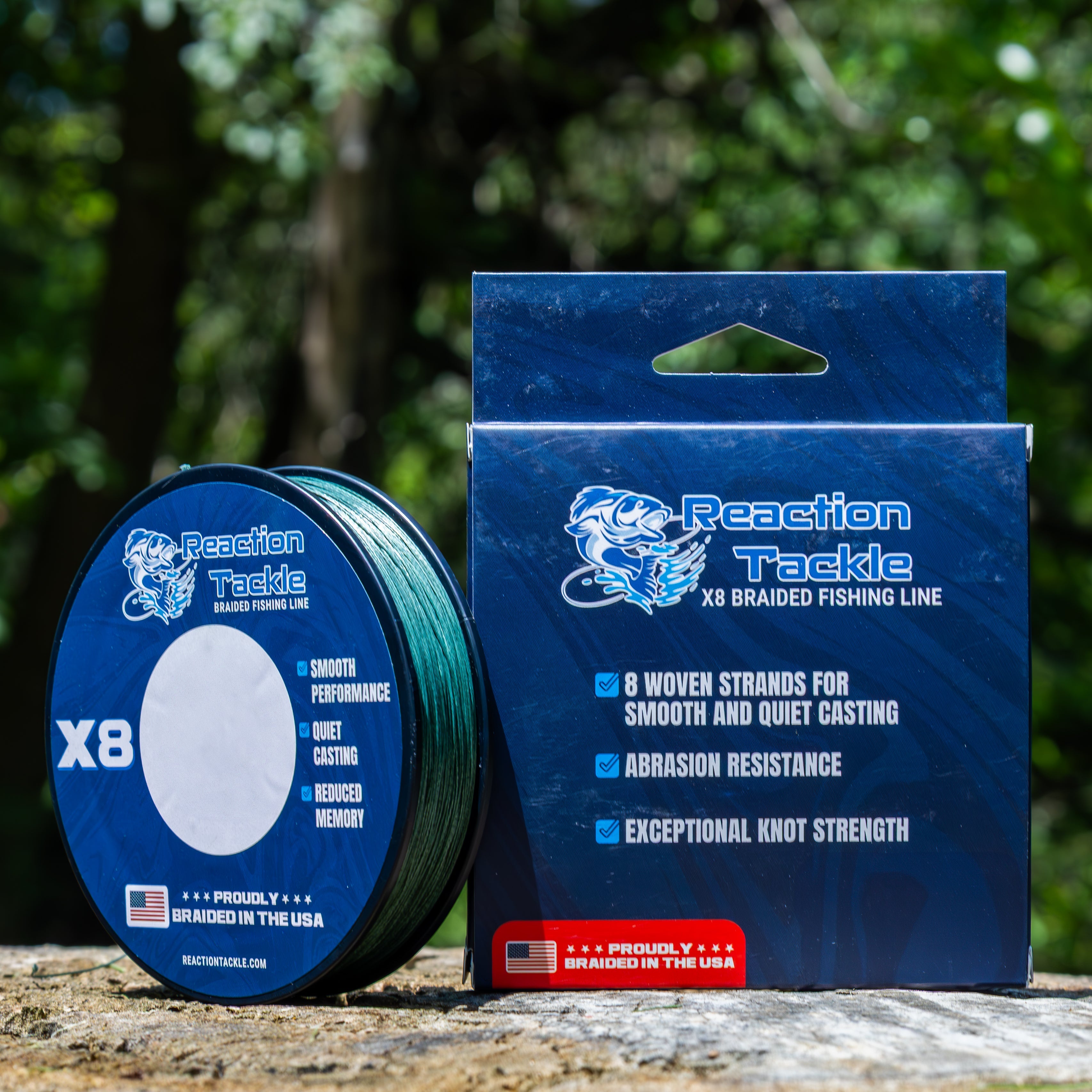 Reaction Tackle BRAIDED IN THE USA Fishing Line- 8X- NEW - Keep Casting Fishing & Outdoors