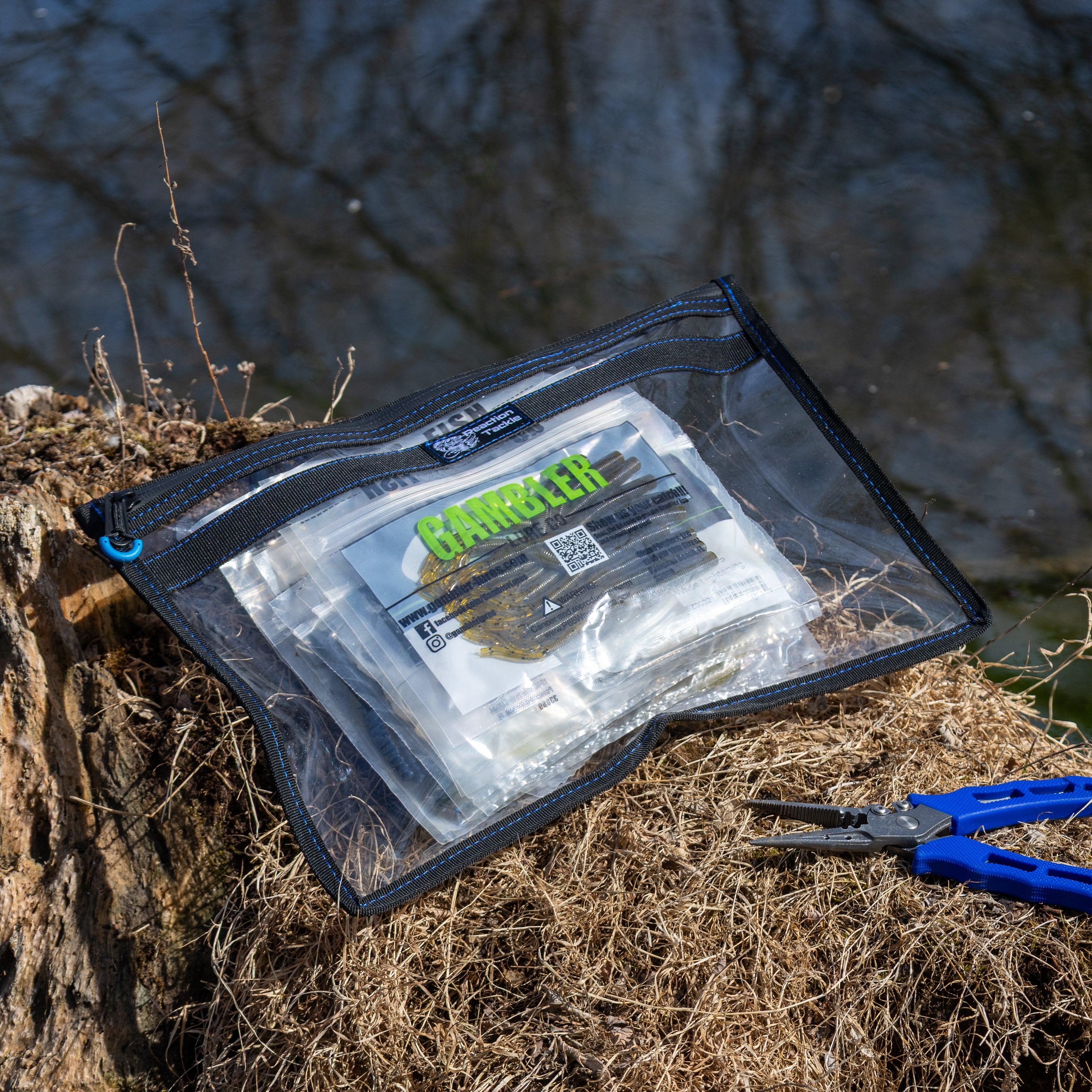 Reaction Tackle Clear Storage Bag Tackle Pak - Water-Resistant Plastic Storage - New - Keep Casting Fishing & Outdoors